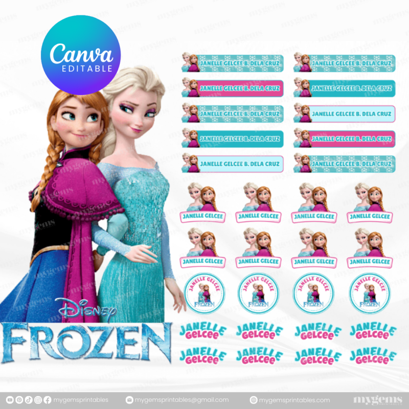 60+ Designs | Name Sticker Template | Ready-To-Print | Canva Editable - Image 45