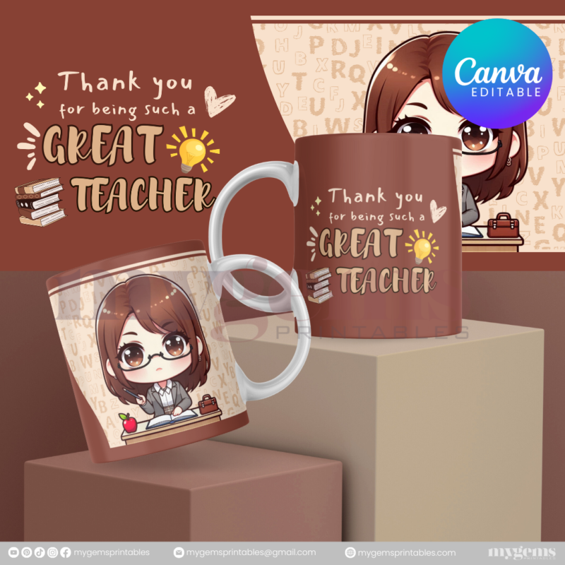 30 Designs | Teacher's Day Mug Design Template  | Canva Editable - Image 12