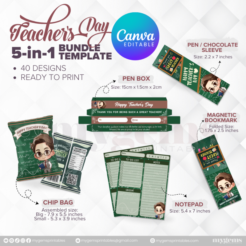 40 Designs | 5-in-1 Teacher's Day Bundle Template | Canva Editable - Image 7