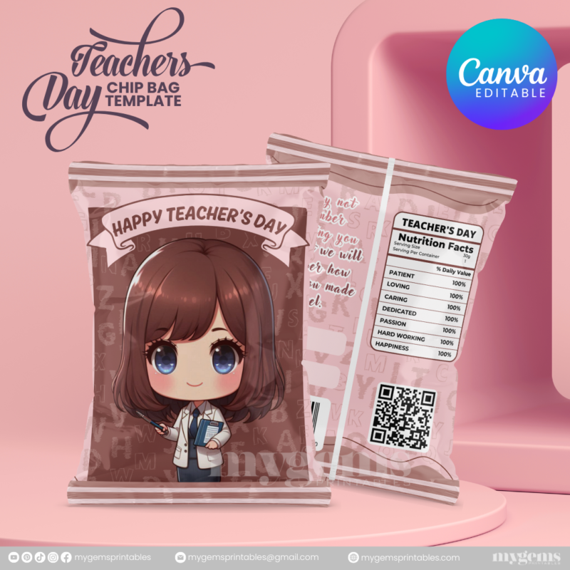 40 Designs | Teacher's Day Chip Bag Template | Canva Editable - Image 31