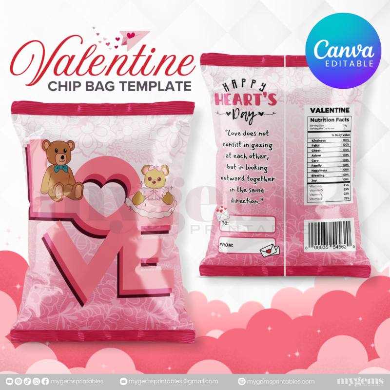 70+ Designs | Valentine Chip Bag Template | Canva PRO Editble - Image 55