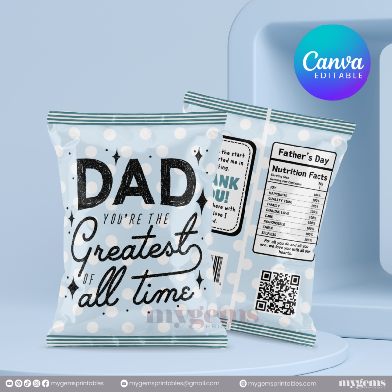 30+ Designs | Father's Day Chip Bag Template | Canva Editable | Ready to Print - Image 18