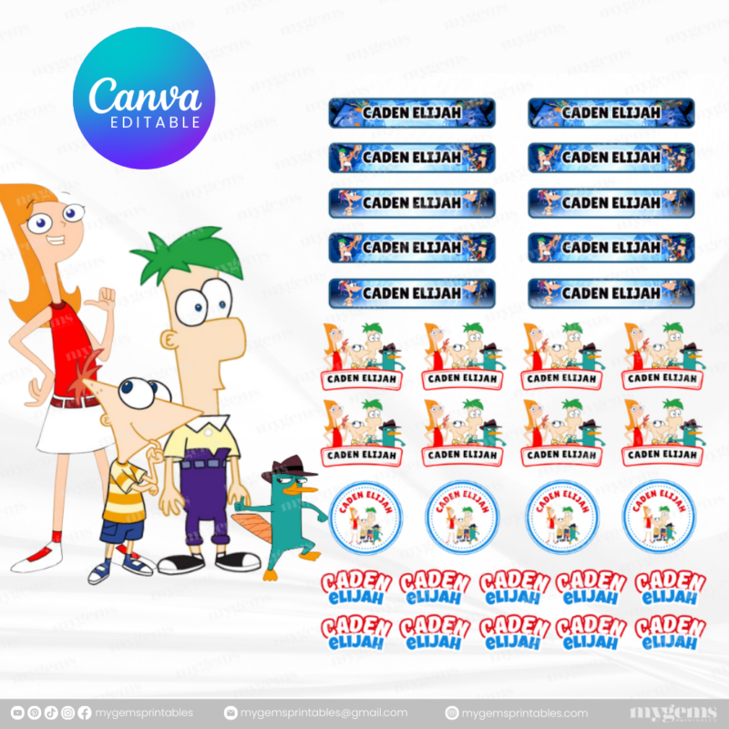 60+ Designs | Name Sticker Template | Ready-To-Print | Canva Editable - Image 46