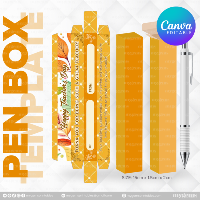 40 Designs | Teacher's Day Pen Box Template | Canva Editable - Image 11