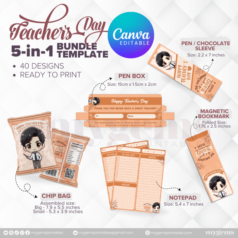 40 Designs | 5-in-1 Teacher's Day Bundle Template | Canva Editable - Image 8