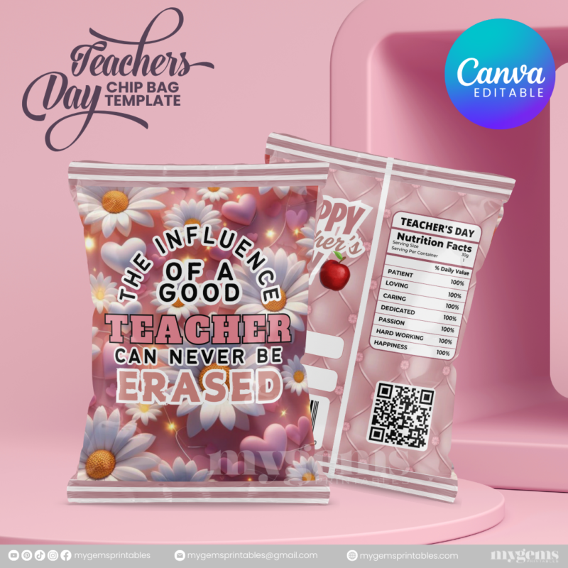 40 Designs | Teacher's Day Chip Bag Template | Canva Editable - Image 32