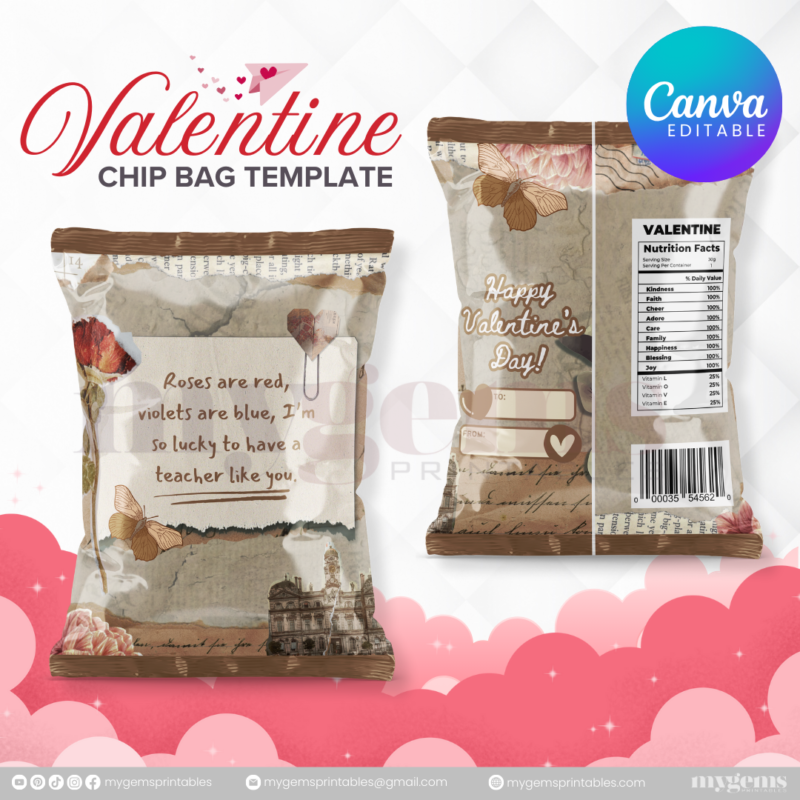 70+ Designs | Valentine Chip Bag Template | Canva PRO Editble - Image 56