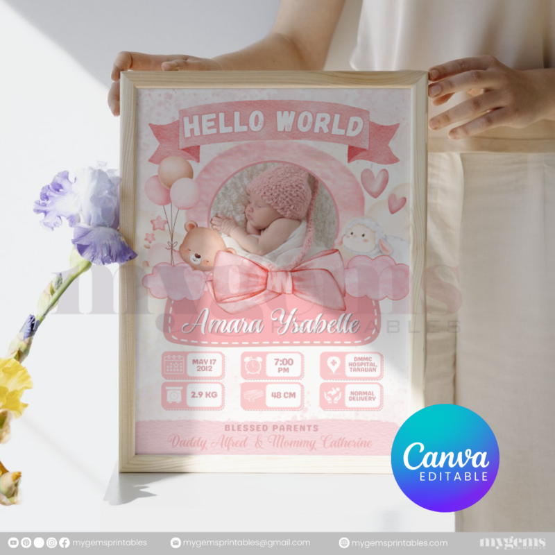 30+ Designs | Baby Birth Announcement Template | Canva PRO Editable - Image 9