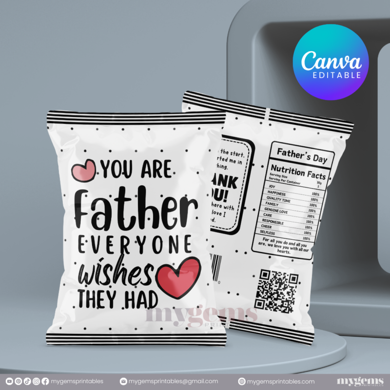 30+ Designs | Father's Day Chip Bag Template | Canva Editable | Ready to Print - Image 19