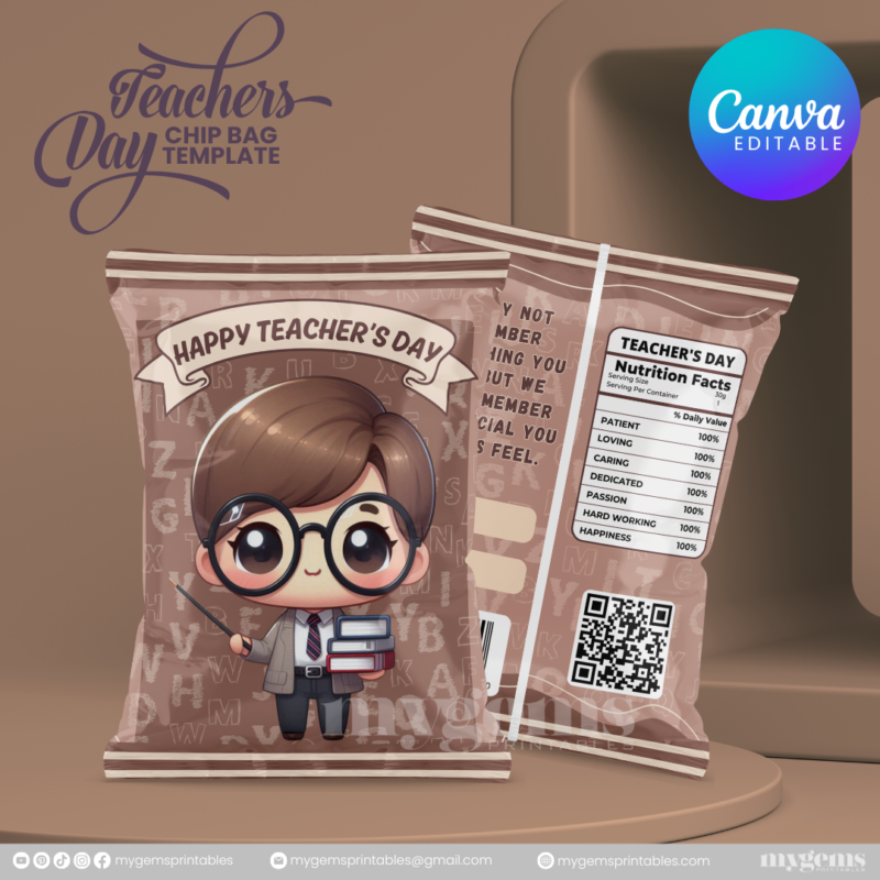 40 Designs | Teacher's Day Chip Bag Template | Canva Editable - Image 33