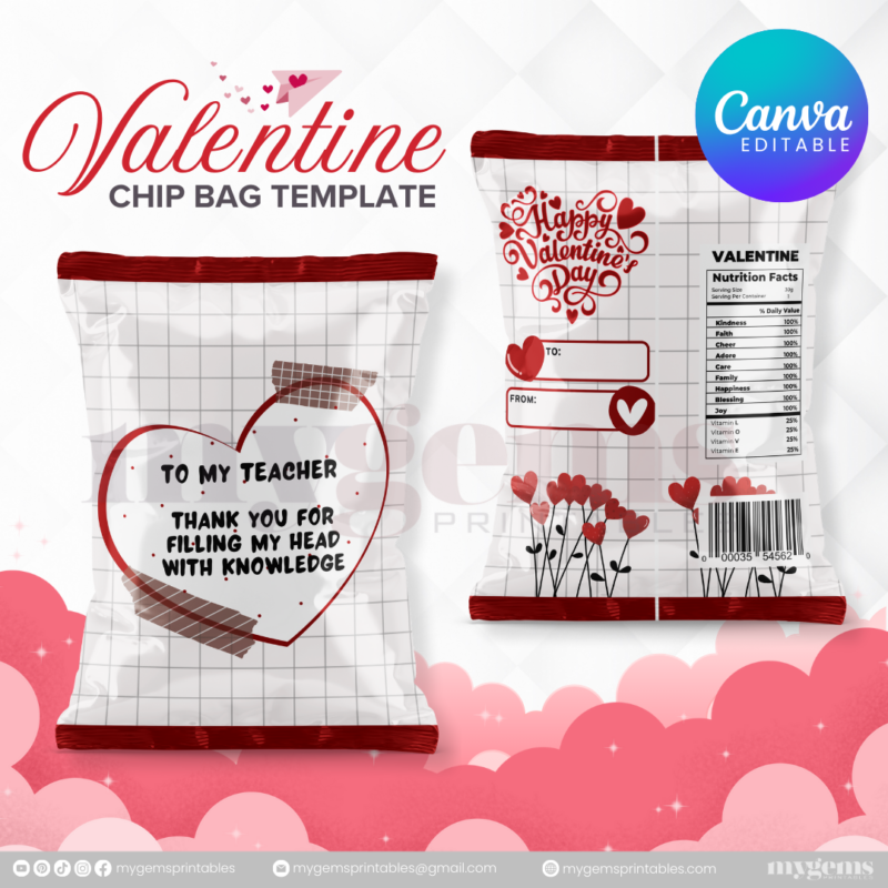 70+ Designs | Valentine Chip Bag Template | Canva PRO Editble - Image 35