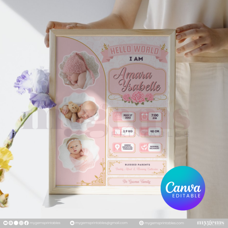 30+ Designs | Baby Birth Announcement Template | Canva PRO Editable - Image 10