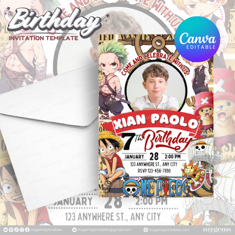 51 Designs | Cartoon-Anime-Chibi Themed Birthday Invitation Template | Canva Editable - Image 42