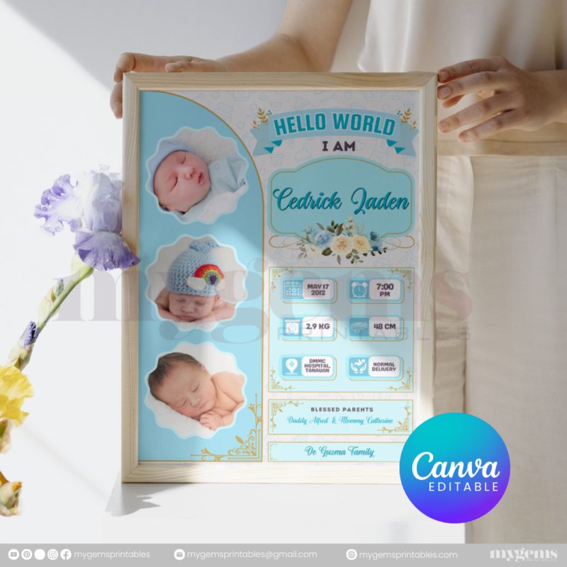 30+ Designs | Baby Birth Announcement Template | Canva PRO Editable - Image 11