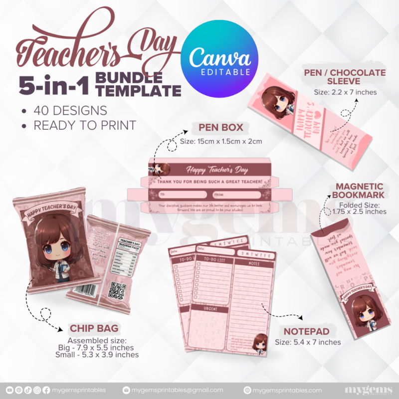 40 Designs | 5-in-1 Teacher's Day Bundle Template | Canva Editable - Image 11