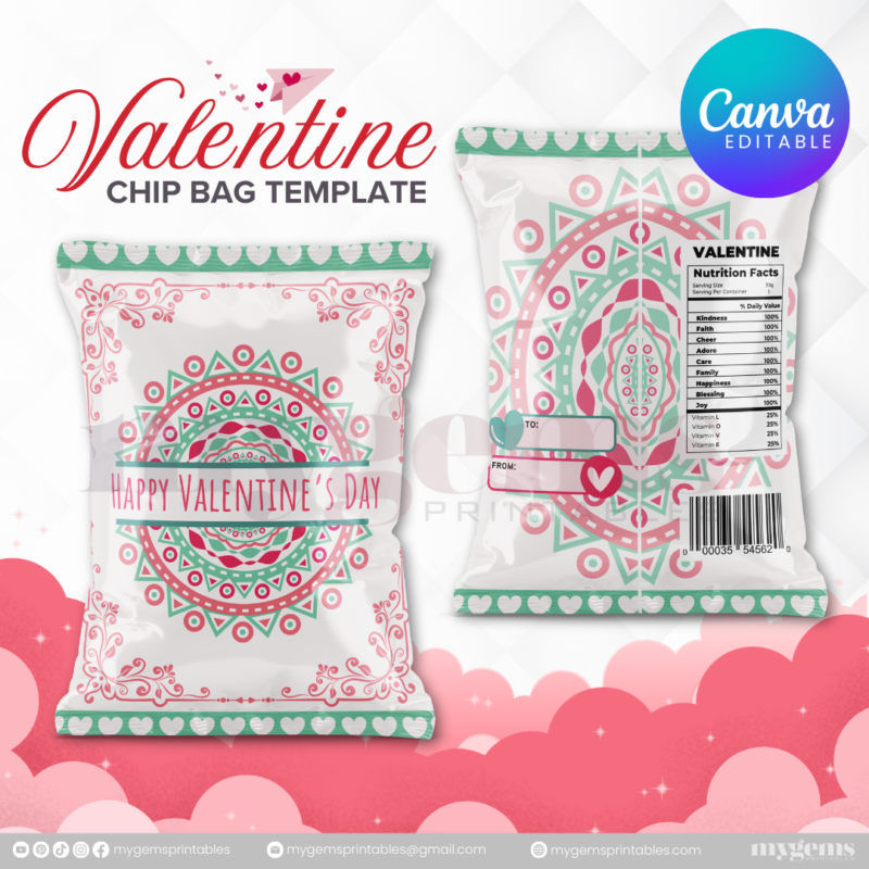 70+ Designs | Valentine Chip Bag Template | Canva PRO Editble - Image 38