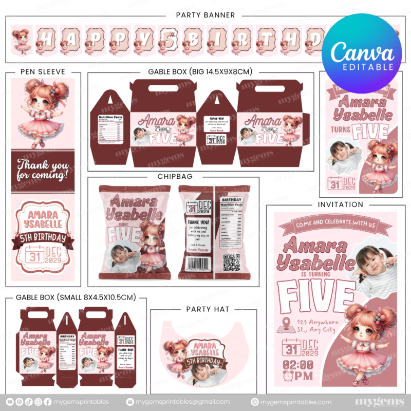 40 Designs | Cartoon-Anime-Chibi Themed Birthday Bundle Template | Canva Editable - Image 36