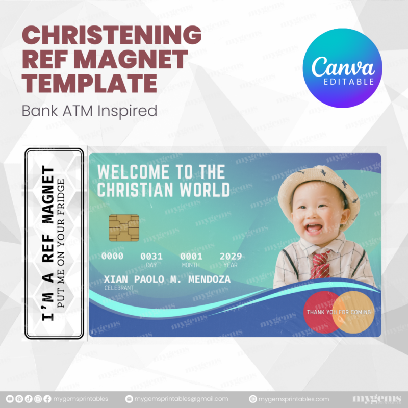 60+ Designs | Bank-Inspired Christening Ref Magnet Template | Canva Editable - Image 41