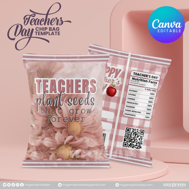 40 Designs | Teacher's Day Chip Bag Template | Canva Editable - Image 37