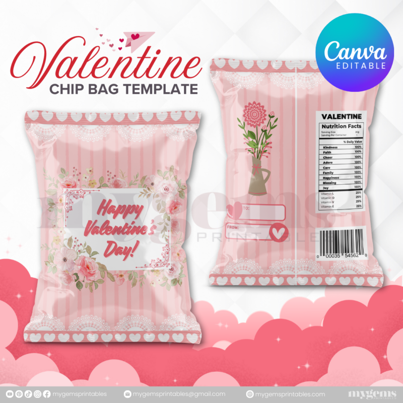 70+ Designs | Valentine Chip Bag Template | Canva PRO Editble - Image 39