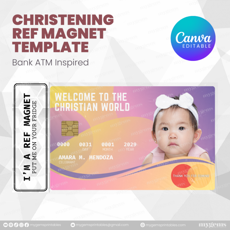 60+ Designs | Bank-Inspired Christening Ref Magnet Template | Canva Editable - Image 42