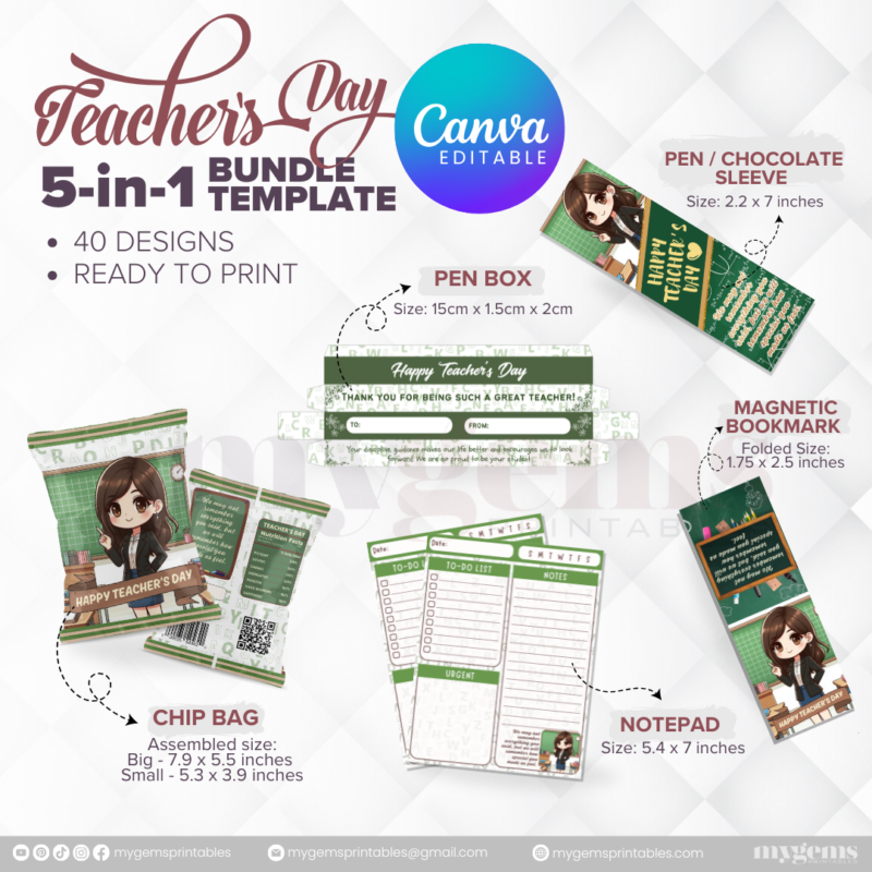 40 Designs | 5-in-1 Teacher's Day Bundle Template | Canva Editable - Image 40