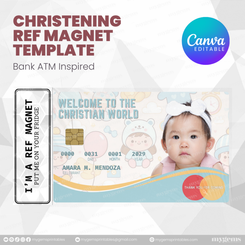 60+ Designs | Bank-Inspired Christening Ref Magnet Template | Canva Editable - Image 43