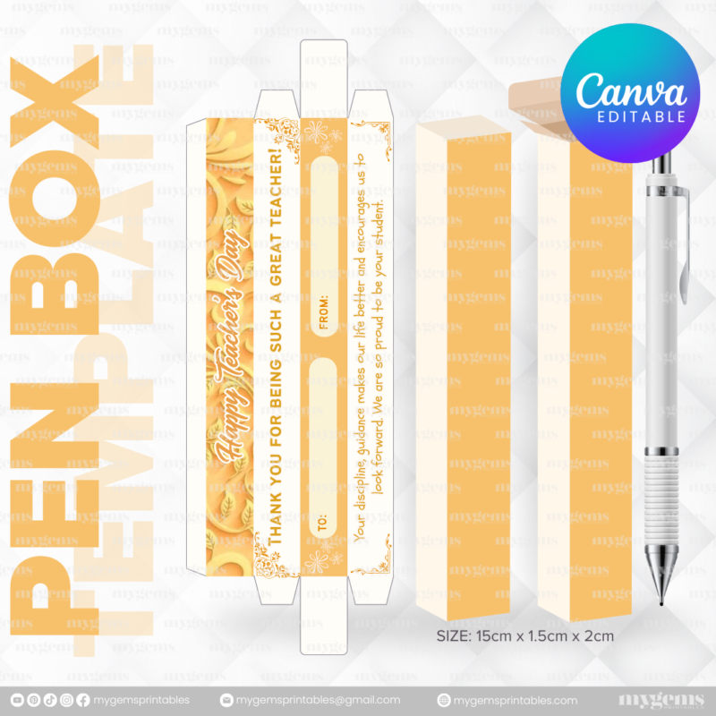 40 Designs | Teacher's Day Pen Box Template | Canva Editable - Image 18