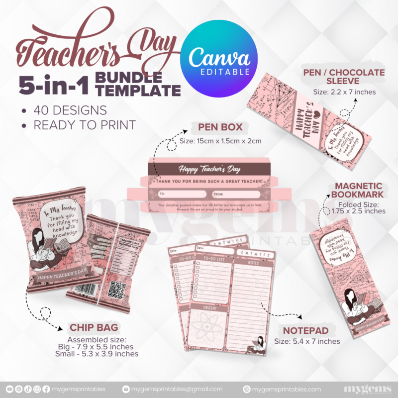 40 Designs | 5-in-1 Teacher's Day Bundle Template | Canva Editable - Image 41