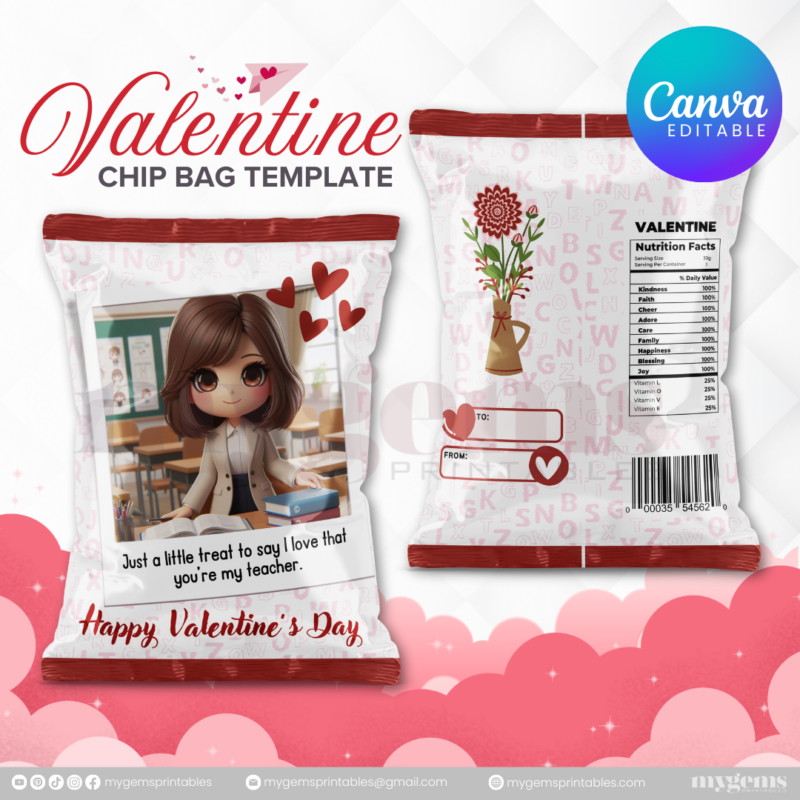 70+ Designs | Valentine Chip Bag Template | Canva PRO Editble - Image 41