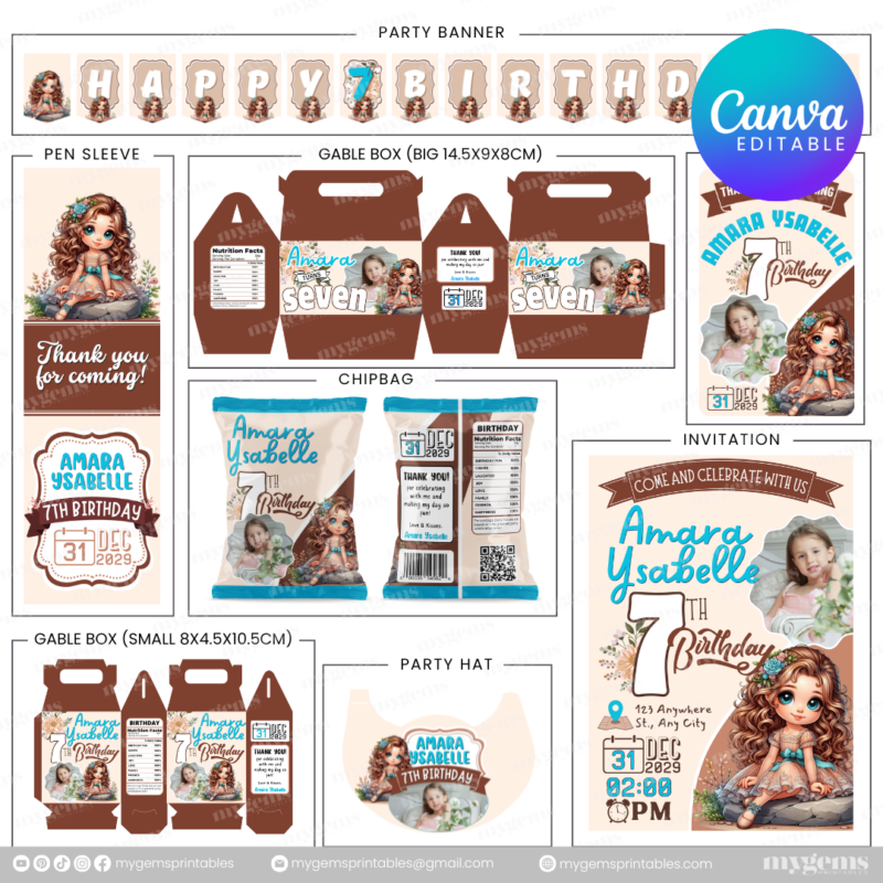 40 Designs | Cartoon-Anime-Chibi Themed Birthday Bundle Template | Canva Editable - Image 39