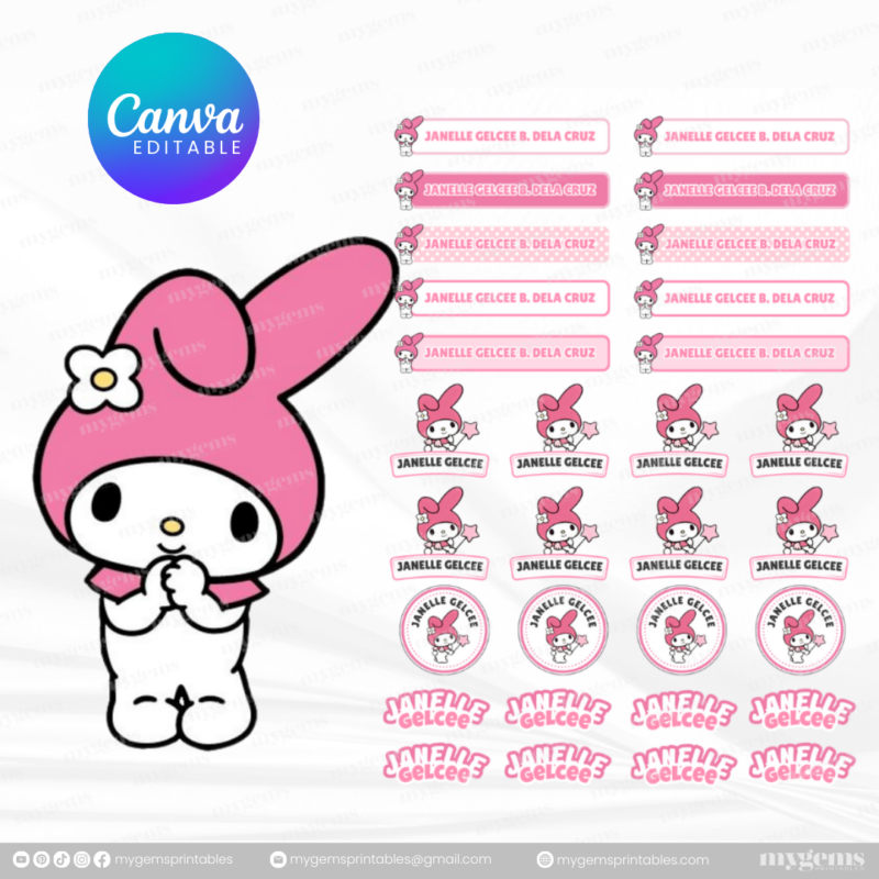 60+ Designs | Name Sticker Template | Ready-To-Print | Canva Editable - Image 66