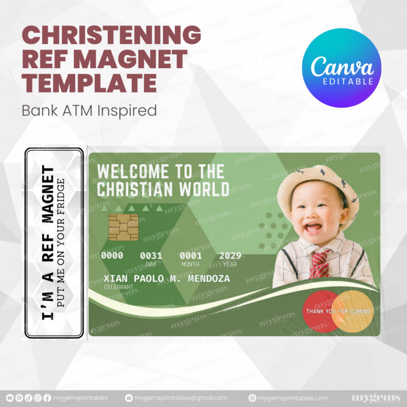 60+ Designs | Bank-Inspired Christening Ref Magnet Template | Canva Editable - Image 51