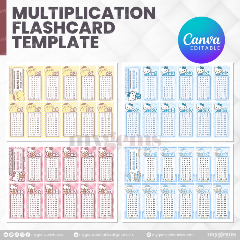 80 Designs | Multiplication Flashcard Template | Canva Editable - Image 22