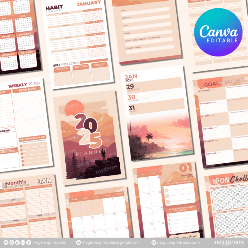 4 Designs | 2025 Planner Template (A5) | Canva Editable - Image 5