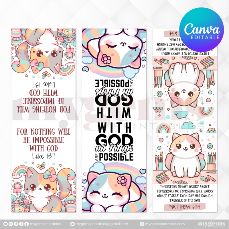 30 Designs | Bible Verse Magnetic Bookmark Template  | Canva Editable - Image 8