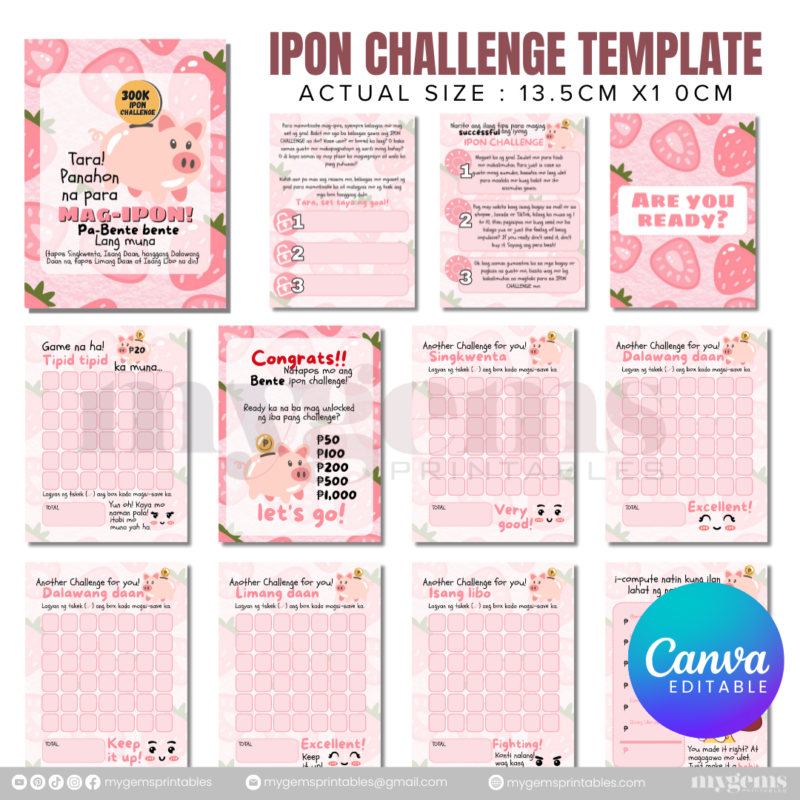 10 Designs | Ipon Challenge Template  | Canva Editable - Image 4