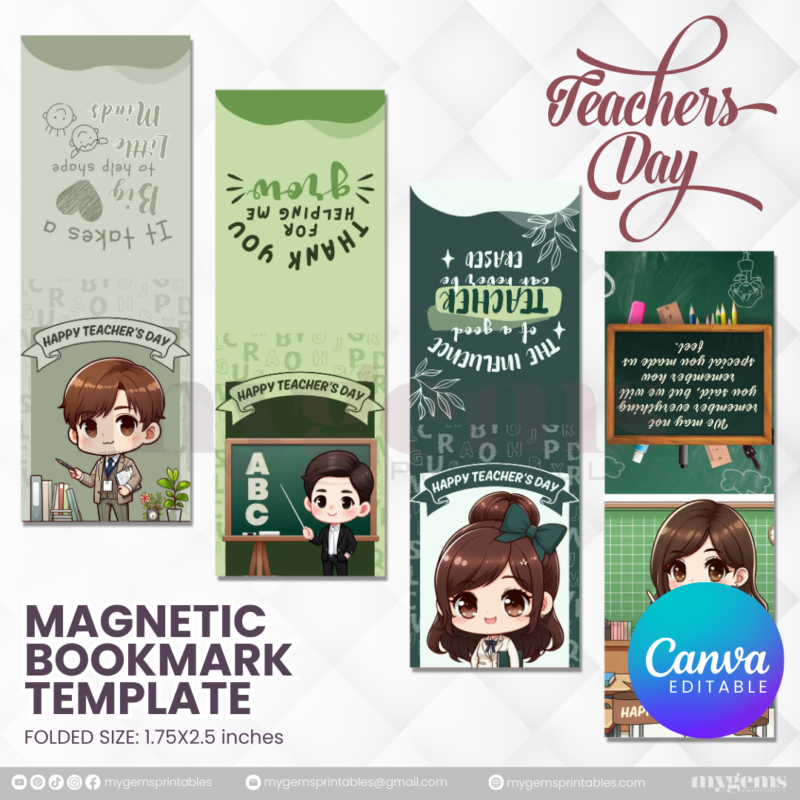 40 Designs | Teacher's Day Magnetic Bookmark Template  | Canva Editable | Ready to Print - Image 4