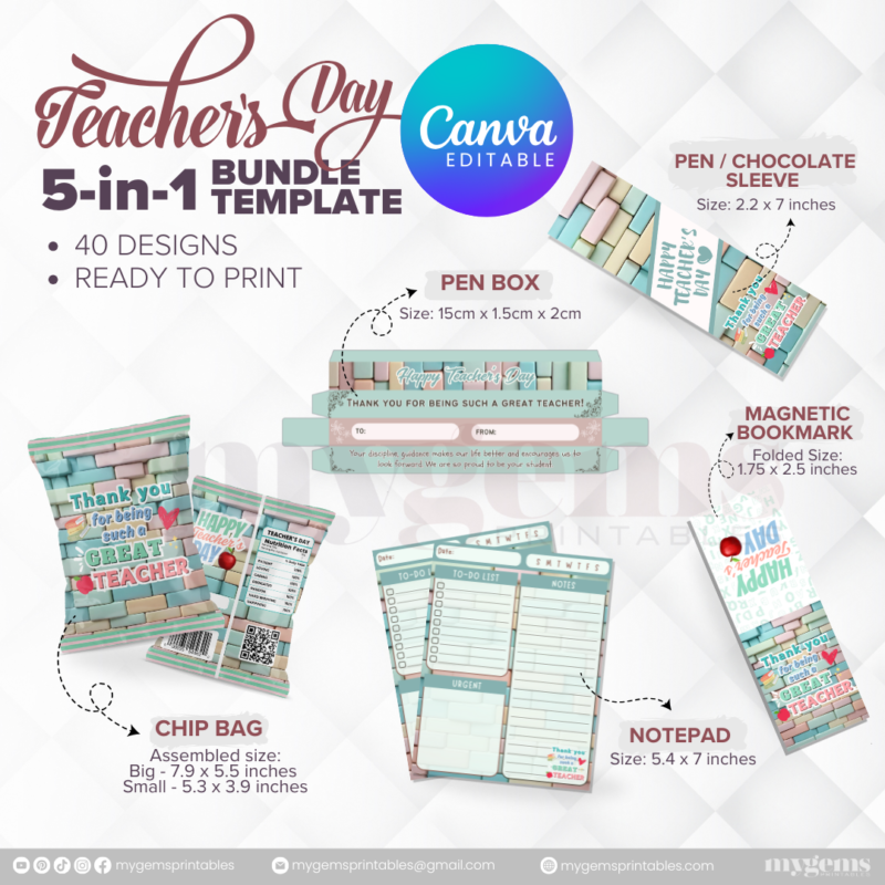 40 Designs | 5-in-1 Teacher's Day Bundle Template | Canva Editable - Image 38