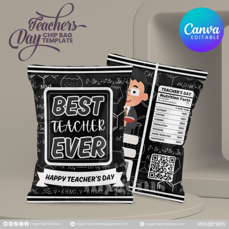 40 Designs | Teacher's Day Chip Bag Template | Canva Editable - Image 4