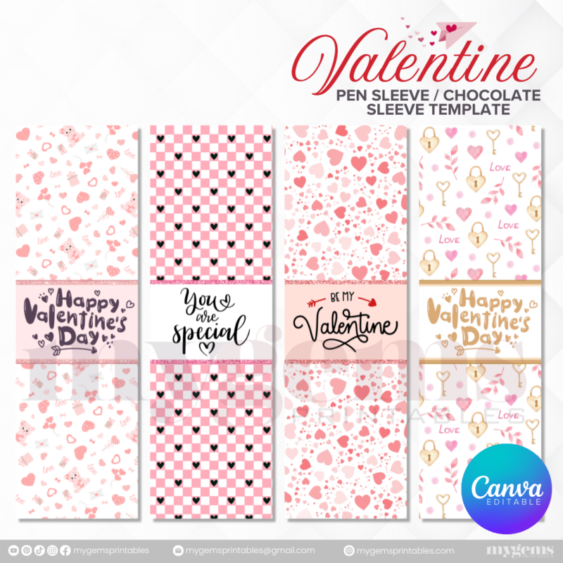 50+ Designs | Valentine Pen Sleeve - Chocolate Sleeve Template | Canva PRO Editble - Image 12