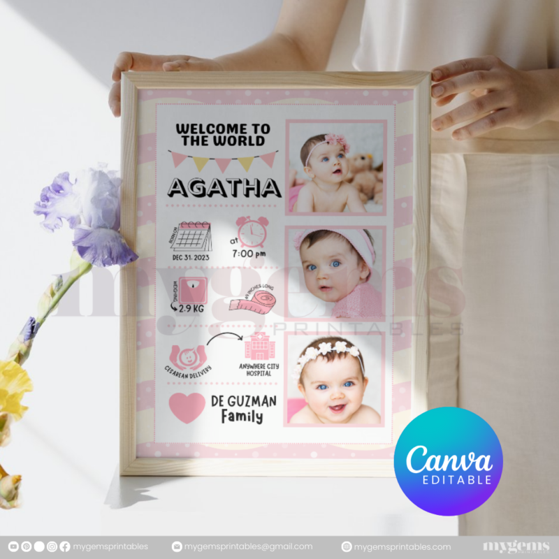 30+ Designs | Baby Birth Announcement Template | Canva PRO Editable - Image 32