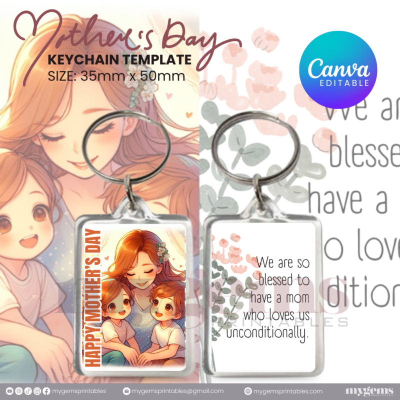 30+ Designs | Mother's Day Keychain Template | Canva Editable | Ready to Print - Image 26