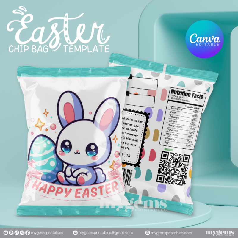 20 Designs | Easter Chip Bag Template | Canva PRO Editable | Ready to Print - Image 4