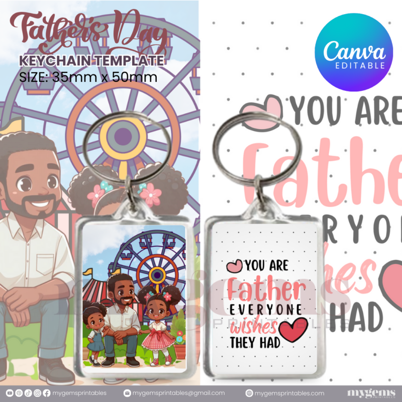 20 Designs | Father's Day Keychain Template | Canva Editable | Ready to Print - Image 13