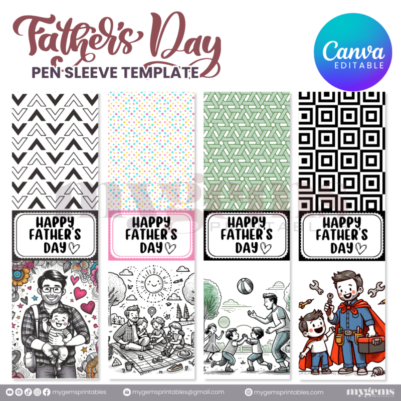 30+ Designs | Father's Day Pen Sleeve Template | Canva Editable | Ready to Print - Image 10