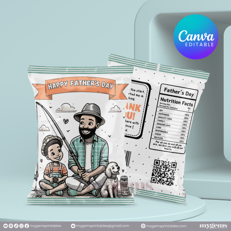 30+ Designs | Father's Day Chip Bag Template | Canva Editable | Ready to Print - Image 23