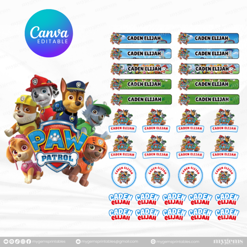 60+ Designs | Name Sticker Template | Ready-To-Print | Canva Editable - Image 38