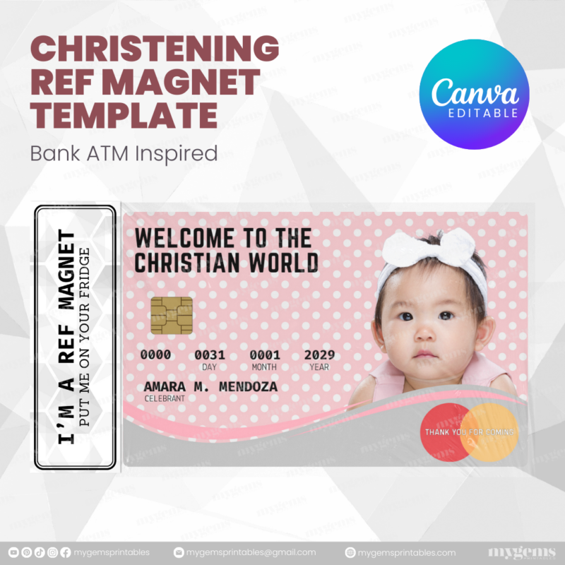 60+ Designs | Bank-Inspired Christening Ref Magnet Template | Canva Editable - Image 44