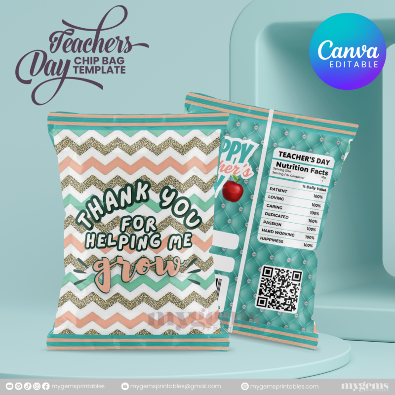 40 Designs | Teacher's Day Chip Bag Template | Canva Editable - Image 40